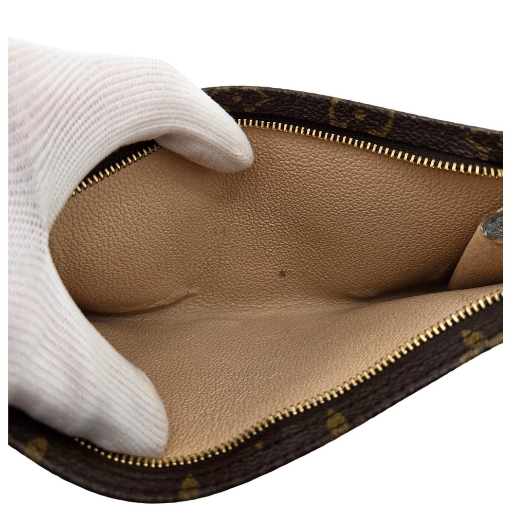Louis Vuitton Monogram Pouch Brown Coated Canvas Zip Clutch Made in France - Picture 3 of 10